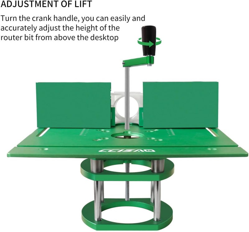 CCIEAO Router Table Lift System for 65mm Diameter Motors, Router Lift Base with Router Table Insert Plate for Router Working Benches Woodworking Engraving DIY Tools - Image 5